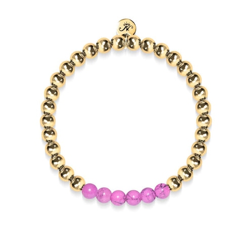Glückselig | 18 Karat Gold | Lila Türkis | Edelstein-Ausdrucksarmband